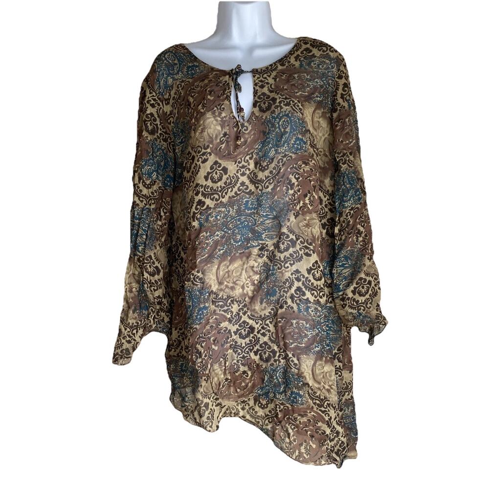 VTG Faded Glory Women’s Large Boho Floral fairy Flowy Grandma core Tunic Blouse